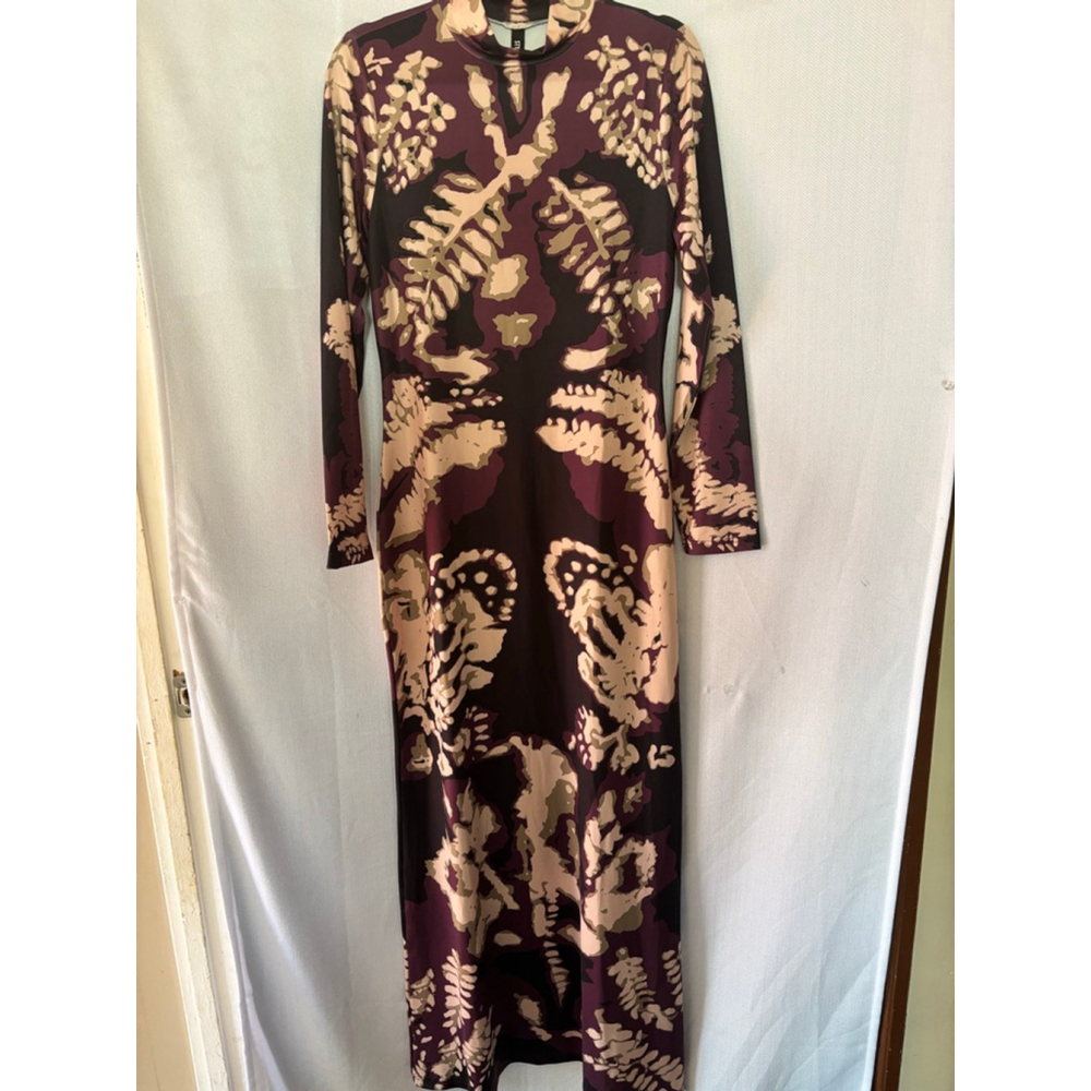 Women's Long Sleeve Dress Purple/Tan Floral Print Size S - Picture 2 of 6